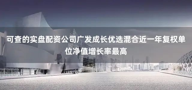 可查的实盘配资公司广发成长优选混合近一年复权单位净值增长率最高